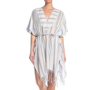 Frame Blue White Stripe Cotton Gauze Cover Up Sarong NWT Women's One Size